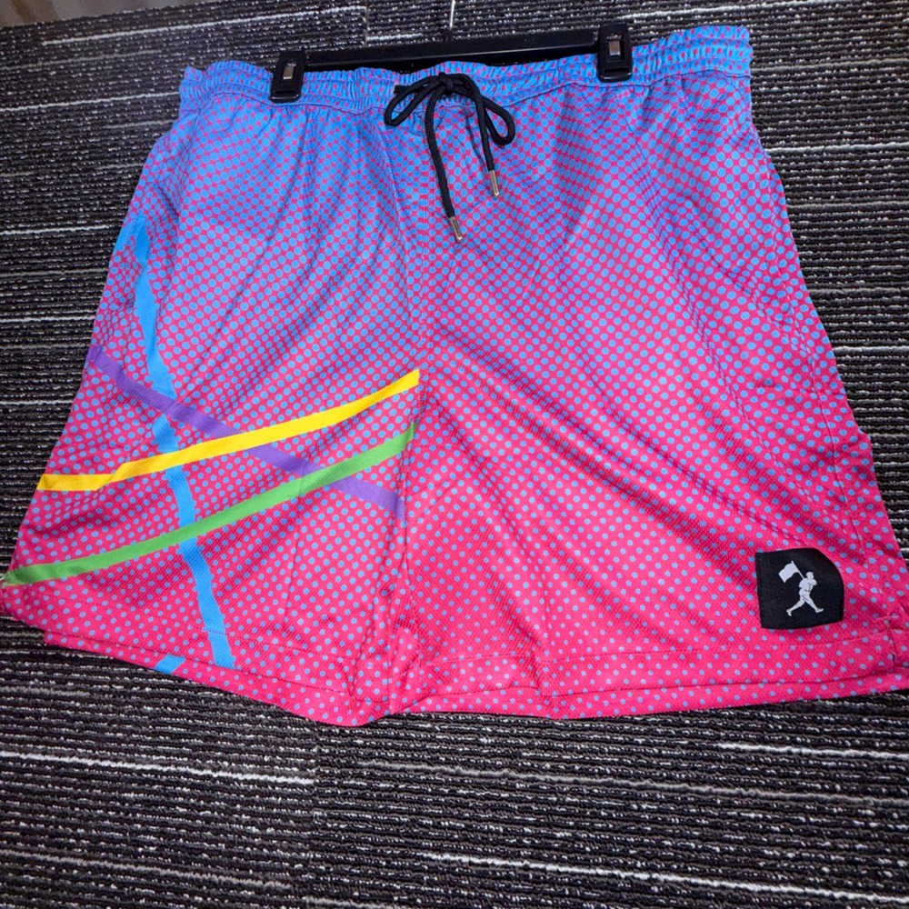 Baseballism Laser Show Mesh Shorts Men XXL Pink Blue NEW Polka Dot LaserShow